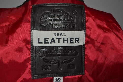 Men's Superdry Leather Jacket Long Sleeve Full Zip Size XX-Large - Picture 13 of 17