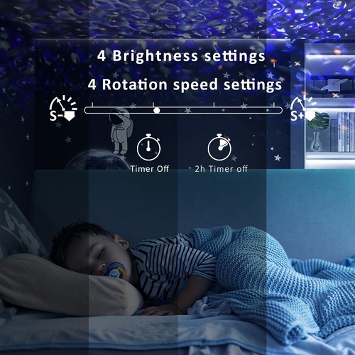 LED Night Light Starry Sky Ocean Galaxy Projector Lamp Projector Decor Kids Gift - Picture 8 of 11
