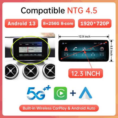 Per Mercedes Benz CLA GLA Classe A NTG4.5 Wireless Carplay Android 13 Schermo Auto - Foto 12 di 12