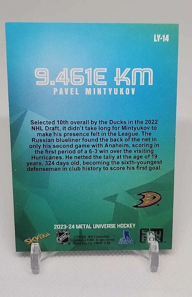 2023-24 Skybox Metal Universe Pavel Mintyukov 9.461E KM SP #LY-14 - Image 2 of 2