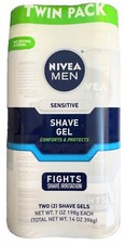 NIVEA MEN Sensitive Shave Gel 7oz Twin Pack - No Drying Alcohol Stubble Soothing