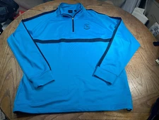 DUNNING Golf Pullover 1/4 Zip Jacket Men’s XL Blue Teal Poly Stretch NWOT Logo