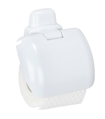 WENKO Toiletten Papier Halter PURE mit Deckel Rollen Gäste WC Bad Accessoires