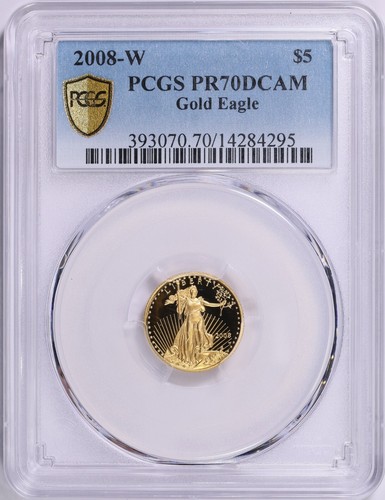 2008-W $5 Gold American Eagle Proof - 1/10 Oz. - PCGS PR70 - Classic Blue Label