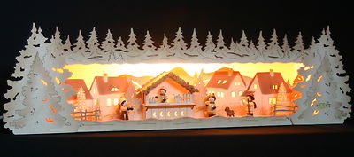 Excl.3D-Schwibbogen-Erhöhung Sockel Bergdorf Erzgebirge NEU Lichterbogen