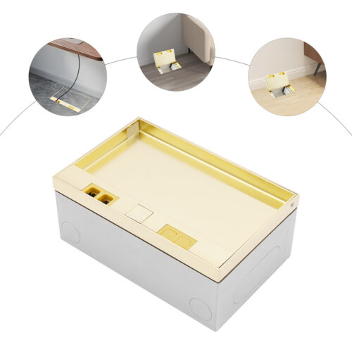 Gold?Hidden Floor Socket Box, Indoor Floor Recessed Electrical Outlet 125V/15A - Picture 4 of 14