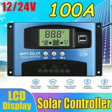 100A MPPT Solar Panel Regulator Charge Controller 12/24V Auto Focus Tracking LCD