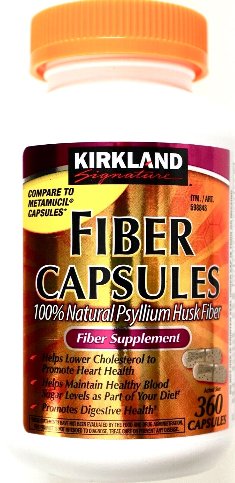 Kirkland Signature Fiber Capsules 100 Psyllium Husk, 360 Capsules Each Bottle eBay