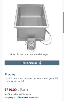Vollrath 3646611 Drop-In Hot Food Well 12''x 20''  One 1-Compartment Warmer 1000W