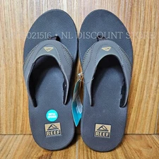 REEF Men's Fanning Sandals Flip Flops Bottle Opener ~ Dark Brown/Gum
