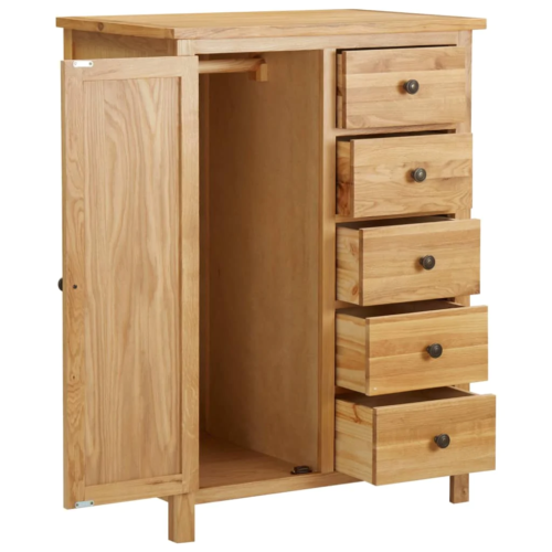 NNEVL Wardrobe 76x52x105 cm Solid Oak Wood - Picture 2 of 8