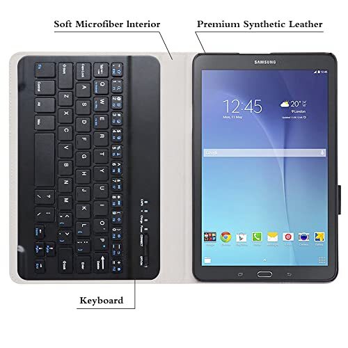 for Galaxy Tab E 9.6 Keyboard Case,Slim Stand PU Leather Case Cover with Black - Picture 6 of 8