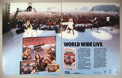 The Scorpions ''World Wide Live'' 2-Page PRINT AD - 1985
