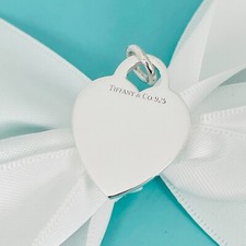 Tiffany  Co Sterling Silver Engravable Blank Heart Tag Charm or Pendant GENUINE