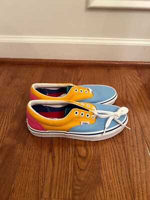 NEW Vans Authentic Era Color Block Blue Yellow Pink Skate Men's 5.5 Women's 7