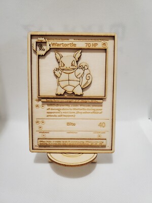 Pokemon Wartortle Wood Laser cut Card with base stand | eBay