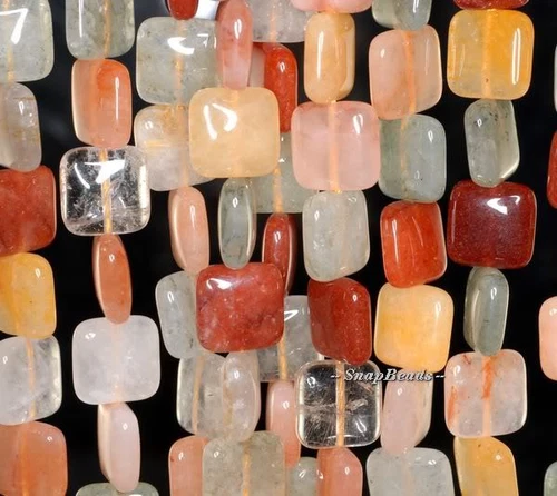 PIEDRA PRECIOSA DE CUARZO RUTILADO MULTICOLOR ACICULAR CUADRADA 12 MM CUENTAS SUELTAS 7 pulgadas - Imagen 1 de 1