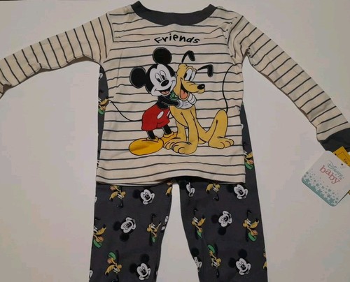 Disney Mickey Mouse Baby Kids 2piece Short Sleeve Pants Pajama Set Size 12 Month