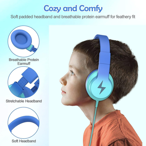 Kids Headphones, Wired Headphones for Kids with Microphone, 85/94Db Volume Limit - Picture 3 of 12