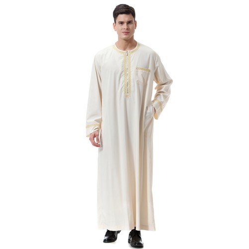 Men's Saudi Thobe Robe Islamic Muslim Jubba Dishdasha Arabic Kaftan Abaya Dress - Picture 7 of 38