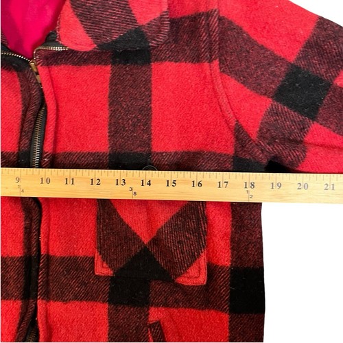 Vintage Johnson Woolen Mills Wool Jacket Hunting Red Plaid Mackinaw 36/38 - Picture 5 of 16
