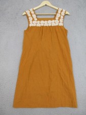 Plenty by Tracy Reese Dress Women XS Mustard Yellow Crochet Detail Boho Cottage