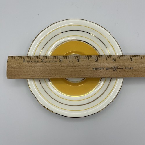 Seltene Aynsley Korsett Teetasse und Untertasse Bone China England Fuß MCM Orange Gold - Bild 11 von 12