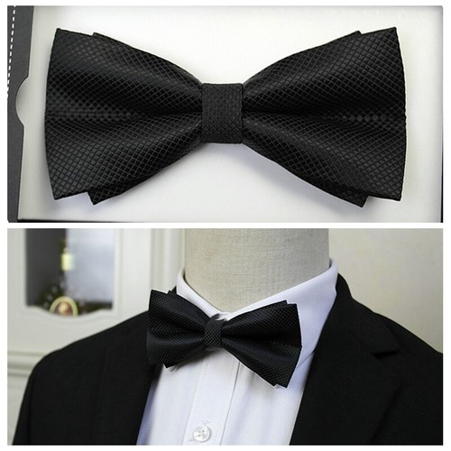 Men Formal Tuxedo Wedding Bow Tie Adjustable Length Pre Tied Bowties - Picture 3 of 9