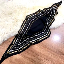 21"x51"Bead Chain Print 70% Cashmere30% Silk Thin Losange Scarf 53x130cm5-2