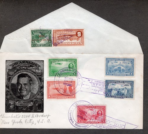 Nicaragua 1939, 1975 2 Cvrs Will Rogers flight to Managua after earthquake, FDC - Picture 2 of 4