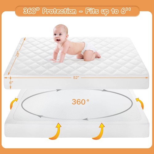 Waterproof Crib Mattress Protector 2 Pack Quilted Crib Mattress Pad Cover Ult... - Picture 4 of 7