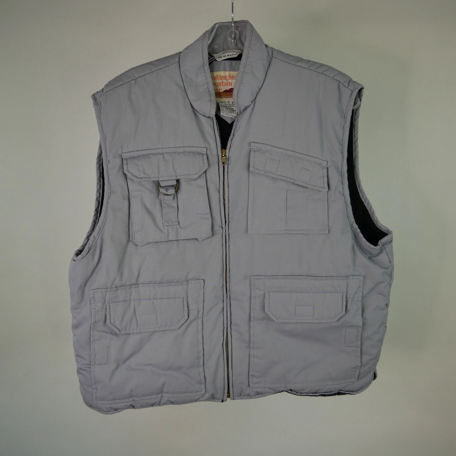 Avalanche Mountain Gear Ski Vest L Gray Full Zip Pockets Camping Skiing Hiking