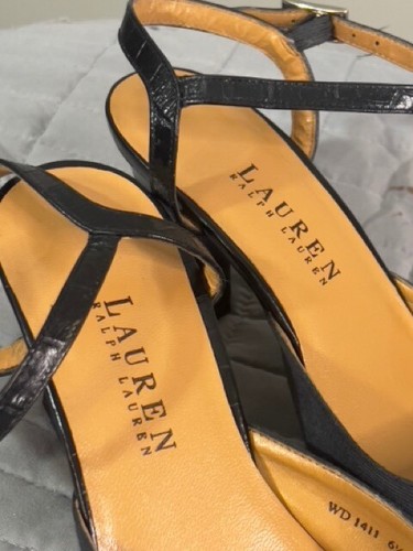 Lauren Ralph Lauren Women's Black Angle Strap Kitten Heels Shoe Size 6.5B - Picture 14 of 20