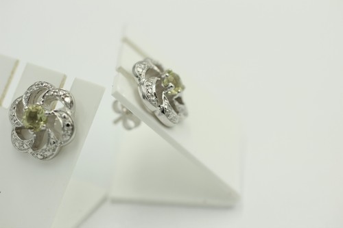 Classy 0,90 Carat Lime Quartz Studs, Earring, 925 Silver Lemon Quartz - Picture 3 of 7