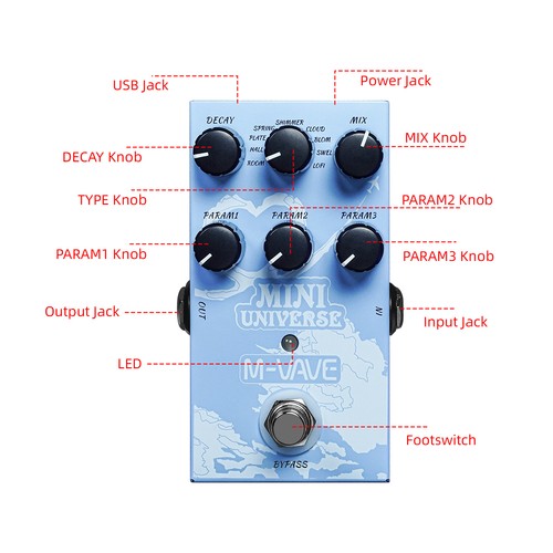 M-VAVE MINI-UNIVERSE Guitar Reverb Effect Pedal Pure-Digital Effect 9 Modes U5B4 - Picture 2 of 12