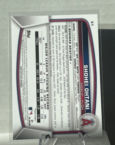 ⚡️2023 Topps Bowman 🔥Shohei Ohtani🔥 #51 Los Angeles Angels⚡️ - Picture 2 of 2