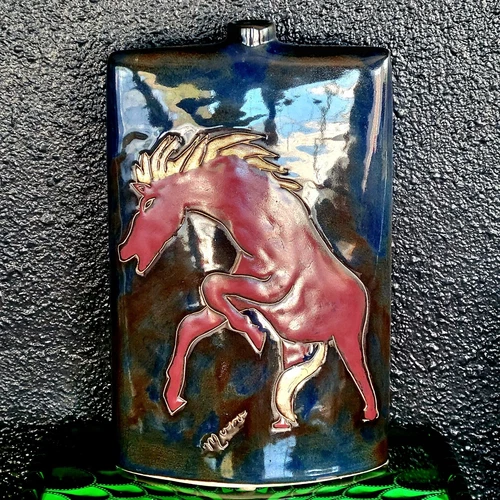 Mara  Design Mexico HORSE Vase Decanter Hand Painted 11/500 Art Pottery Signed 