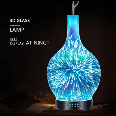 3D Fireworks Aroma Diffuser, Ultrasonic Essential Oil Humidifier, 100ml, 4 Timer