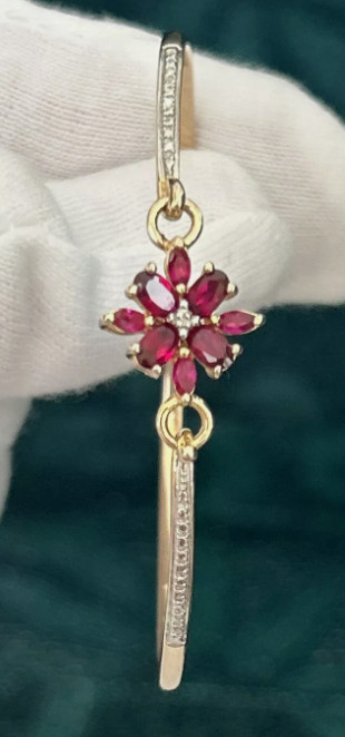 Ross Simons 925 Sterling Silver w Ruby Flower & D… - image 2