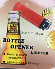 Bottle Opener   Disposable Lighters Black Adjustable Flame (50) Display