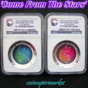 2013-2014-Australia-Southern-Sky-Proof-Colored-Silver-Domed-Coins-NGC-PF70-UC
