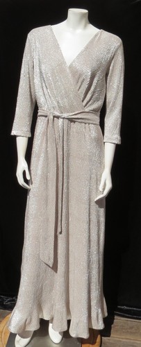 $ 230 BHLDN US M Metallic Rose Silber DEIDRA Stretch lang Maxikleid Kleid NEUWERTIG - Bild 7 von 8