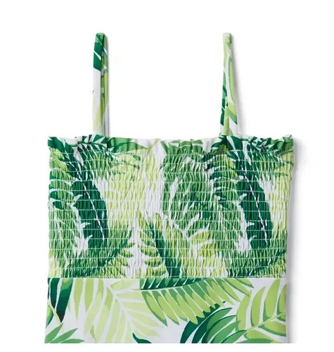 Janie and Jack L85506 Girls Green Palm Leaf Smocked Swimsuit Size 10 - Picture 3 of 3