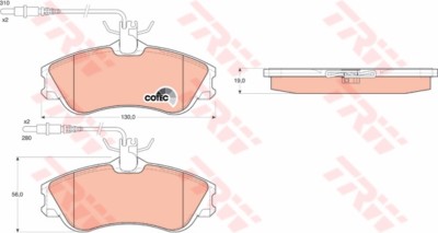 Bremsbelagsatz Scheibenbremse TRW GDB1260 vorne für PEUGEOT PARTNER 306 Break 7E