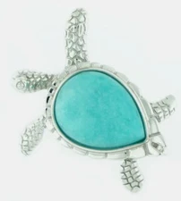 24MM RHODIUM 925 SILVER GENUINE AMAZONITE HAWAIIAN HONU SEA TURTLE SLIDE PENDANT
