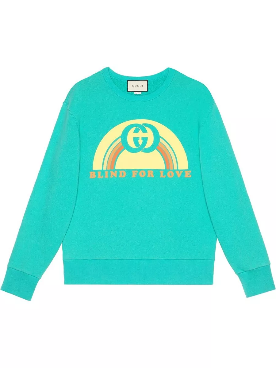 Sæson knoglebrud par NWT Gucci Blind For Love Rainbow Teal Unisex Kids Sweatshirt Size 4 *Sold  Out* | eBay