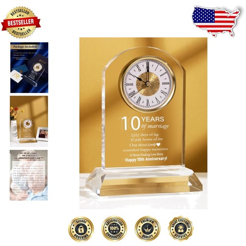 Timeless Acrylic Clock for 10 of Marriage - Elegant Gift Box Included