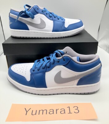 Nike Air Jordan 1 Low True Blue Grey White 553558-412 Men's