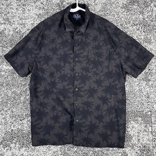 Nat Nast Luxury Originals Shirt Mens XL Short Sleeve 70 Silk Palm Trees Black
