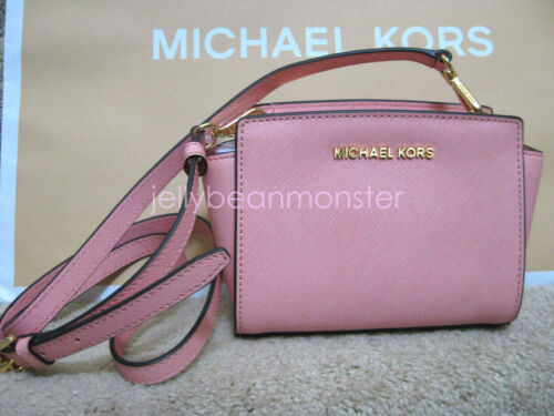 MICHAEL KORS Selma Leder Mini Kurier Umhängetasche Schultertasche blassrosa NEU